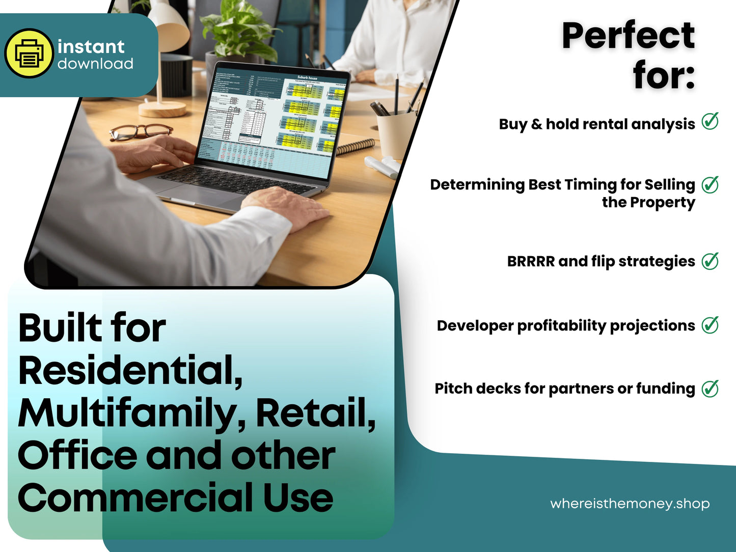 Real Estate Pro Bundle: Real Estate Valuation with NPV + Pro Version Calculator + Test 5 Financing Methods