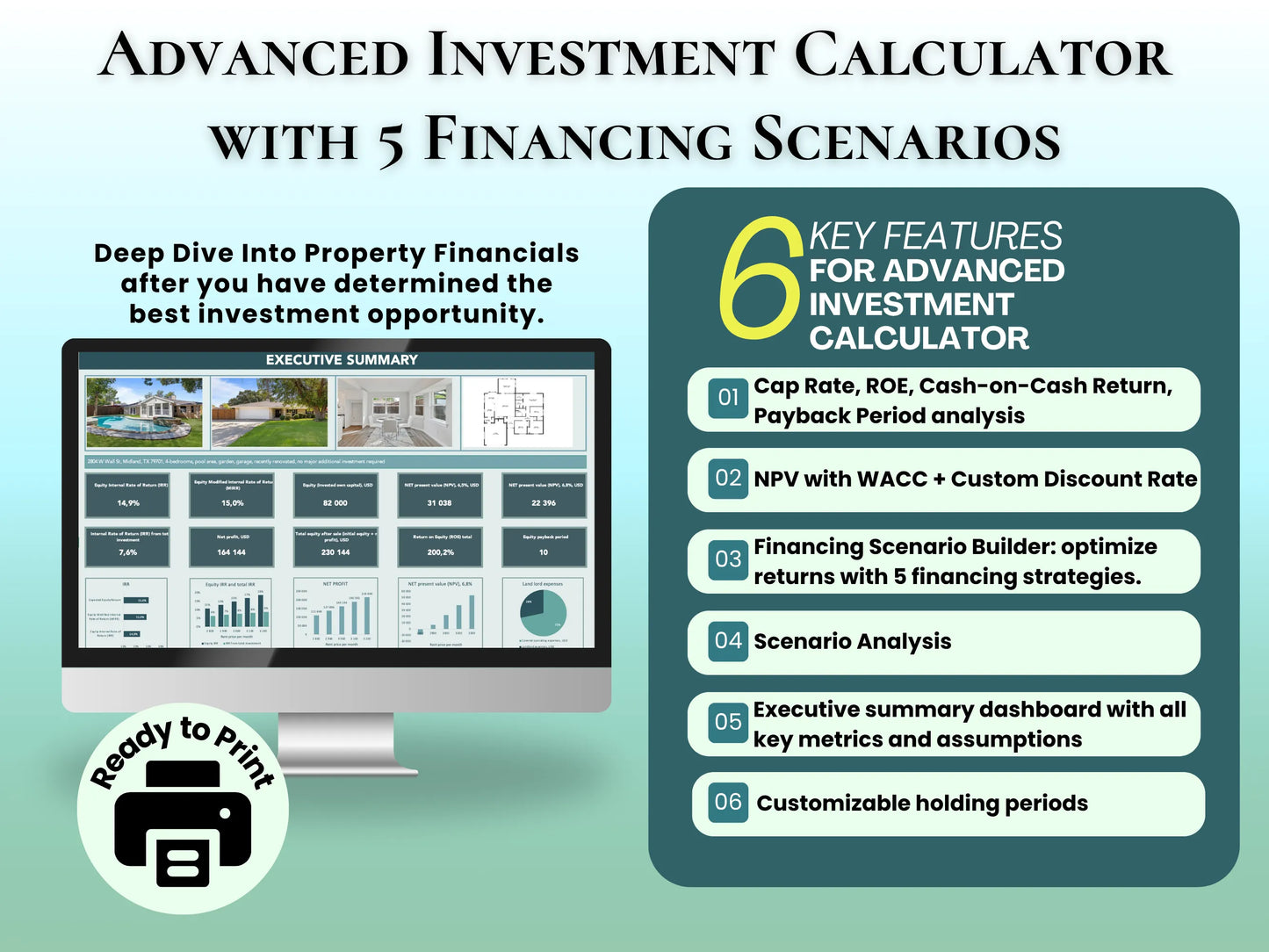 Real Estate Investment Calculator Pro Version+Test 5 Financing Methods