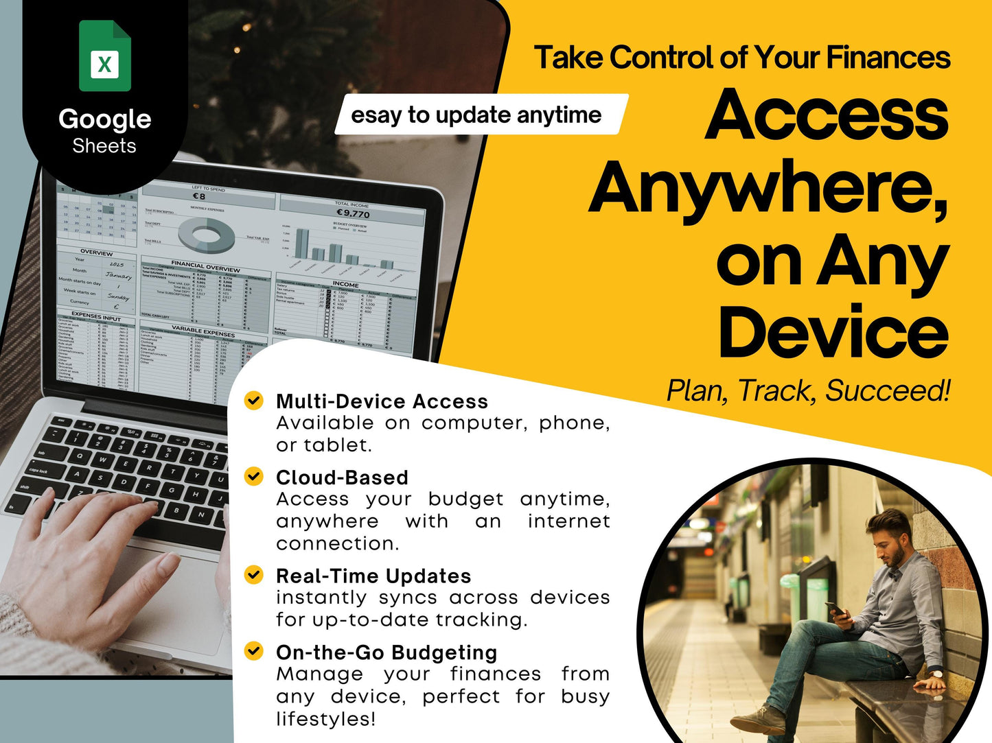 Annual Budget Planner | Spreadsheet Budgeting & Expense Tracker | Personal Finance Financial Planner