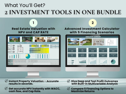 Real Estate Pro Bundle: Real Estate Valuation with NPV + Pro Version Calculator + Test 5 Financing Methods