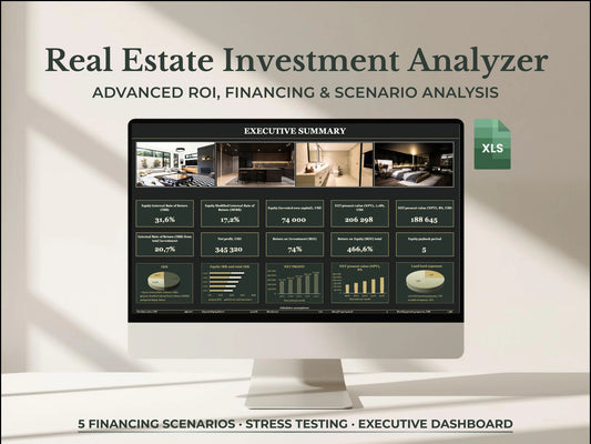 Professional real estate investment analysis Excel dashboard preview