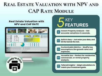 Real Estate Pro Bundle: Real Estate Valuation with NPV + Pro Version Calculator + Test 5 Financing Methods