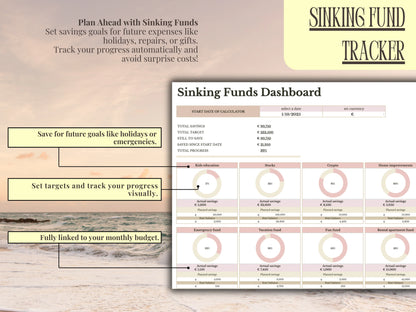 Sinking fund tracker dashboard.