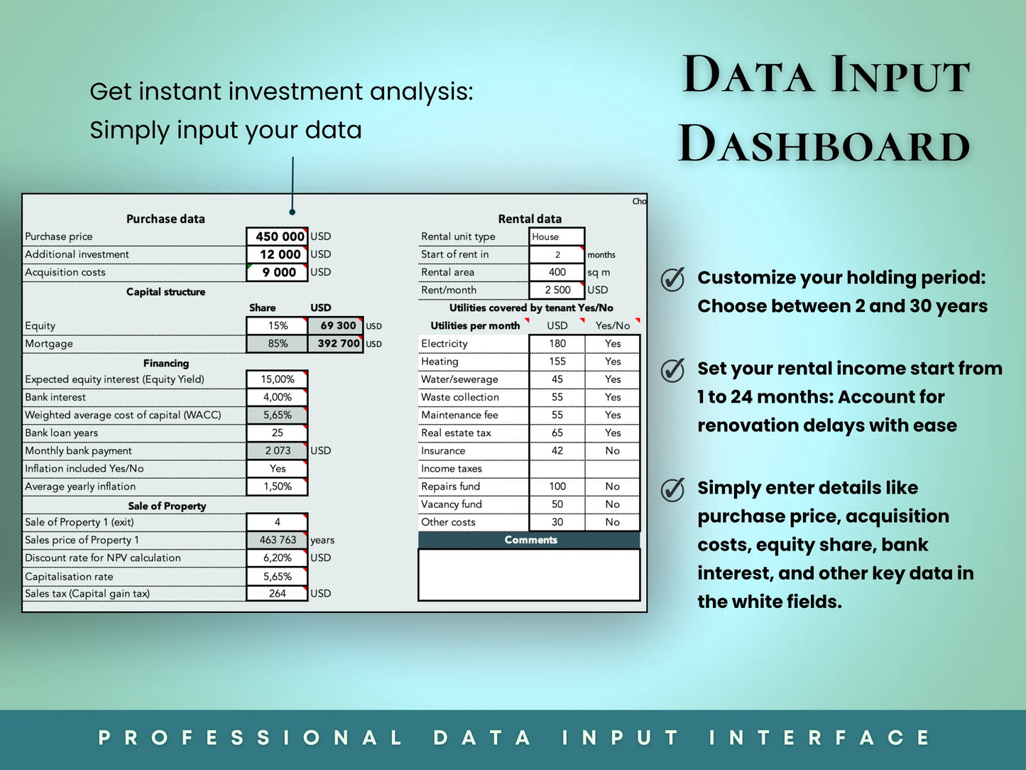 Real Estate Investor’s Bundle: Compare up to 5 Deals & Pro Version Calculator + Test 5 Financing Methods