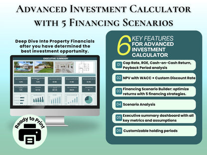 Real Estate Investor’s Bundle: Compare up to 5 Deals & Pro Version Calculator + Test 5 Financing Methods
