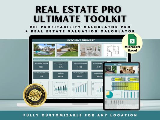 Real Estate Pro Bundle: Real Estate Valuation with NPV + Pro Version Calculator + Test 5 Financing Methods