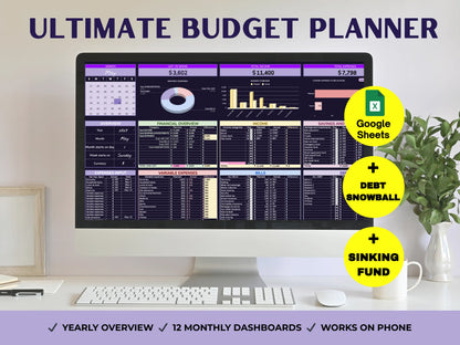 Ultimate Annual Budget + Debt Snowball + Sinking Fund Template